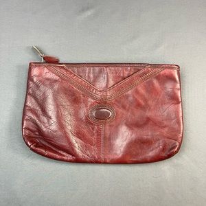 Vintage Red Leather Clutch 80s - pls read below